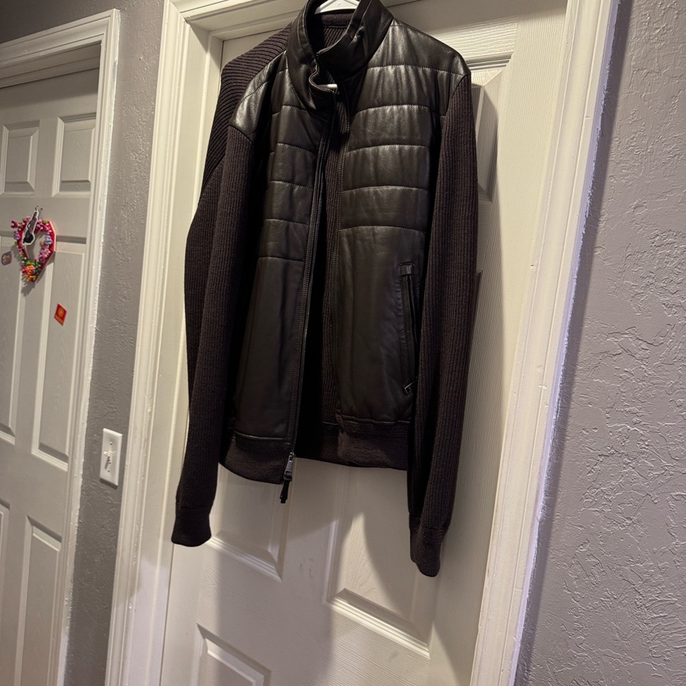 Men's brown Leather Bugatchi Jacket